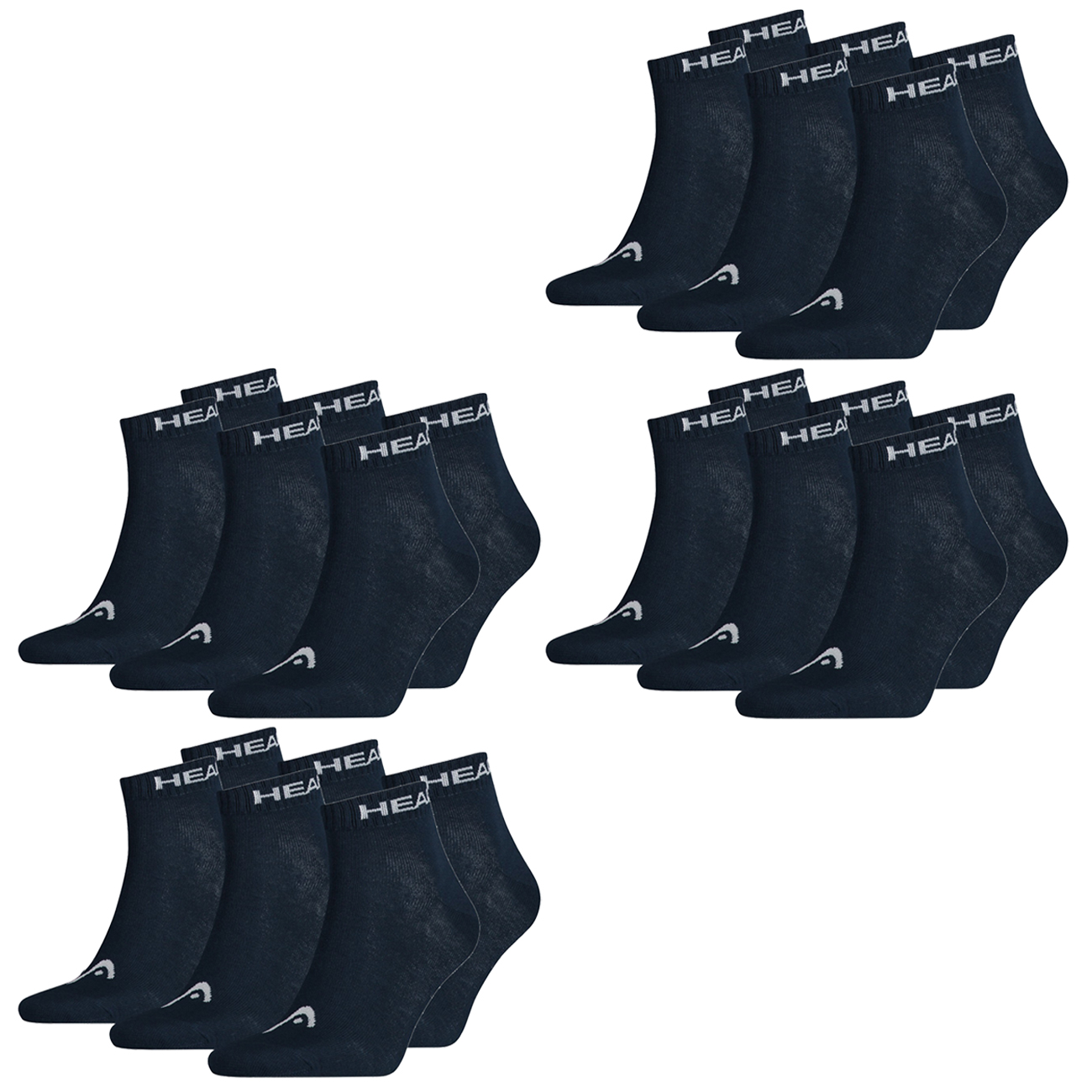 HEAD Herren Damen Unisex Quarter Kurzschaft Sport Socken - 6er 9er 12er Multipack