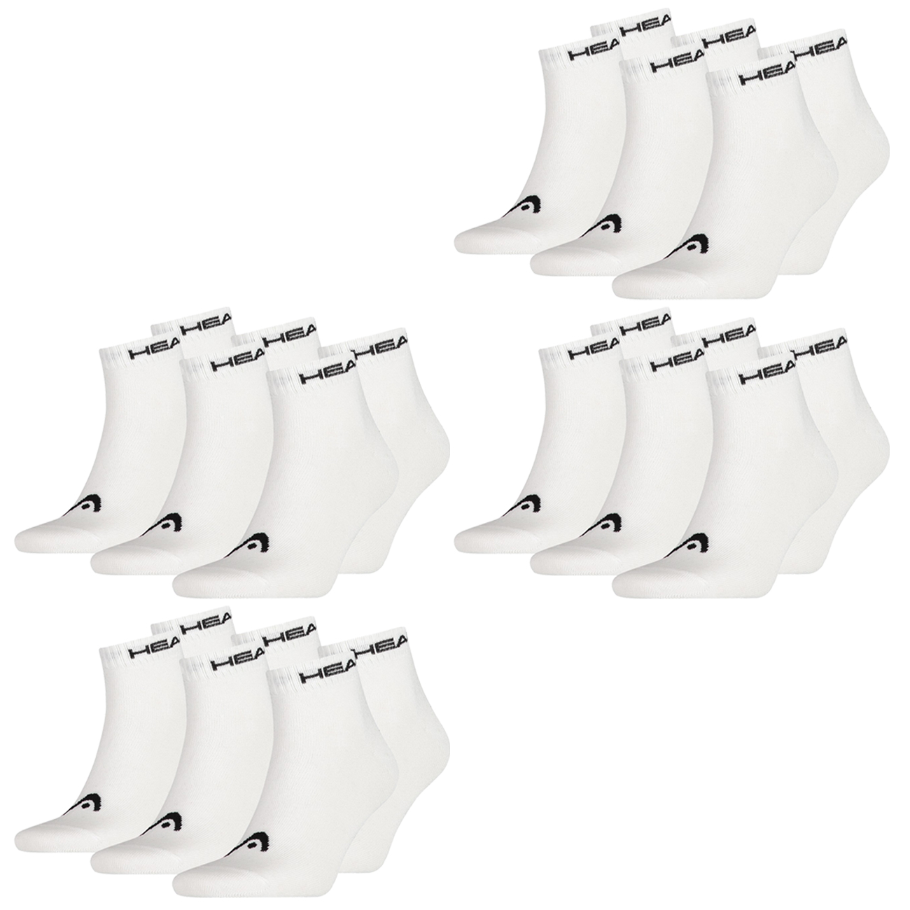 HEAD Herren Damen Unisex Quarter Kurzschaft Sport Socken - 6er 9er 12er Multipack