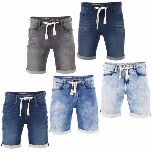 riverso Jeans Shorts Herren Stretch Kurz Kordelzug Regular Fit RIVPaul riverso Jeans Shorts Herren Stretch Kurz Kordelzug Regular Fit RIVPaul
