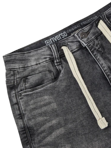 riverso Jeans Shorts Herren Stretch Kurz Kordelzug Regular Fit RIVPaul