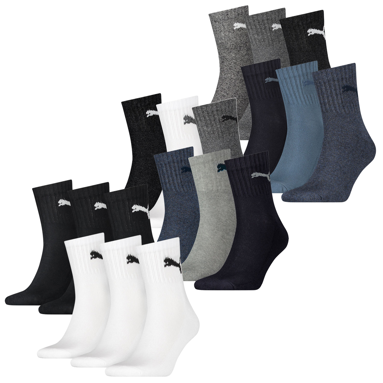 Puma Herren Damen Unisex 6er 12er kaufen Sport Baumwolle 9er - günstig Socken CREW SHORT Multipack