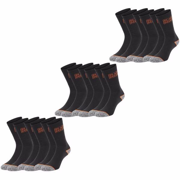 Black+Decker Herren Damen Unisex Sport Socken Essential Crew Baumwolle Black Grey Melange - 6er 9er 12er Pack Black+Decker Herren Damen Unisex Sport Socken Essential Crew Baumwolle Black Grey Melange - 6er 9er 12er Pack