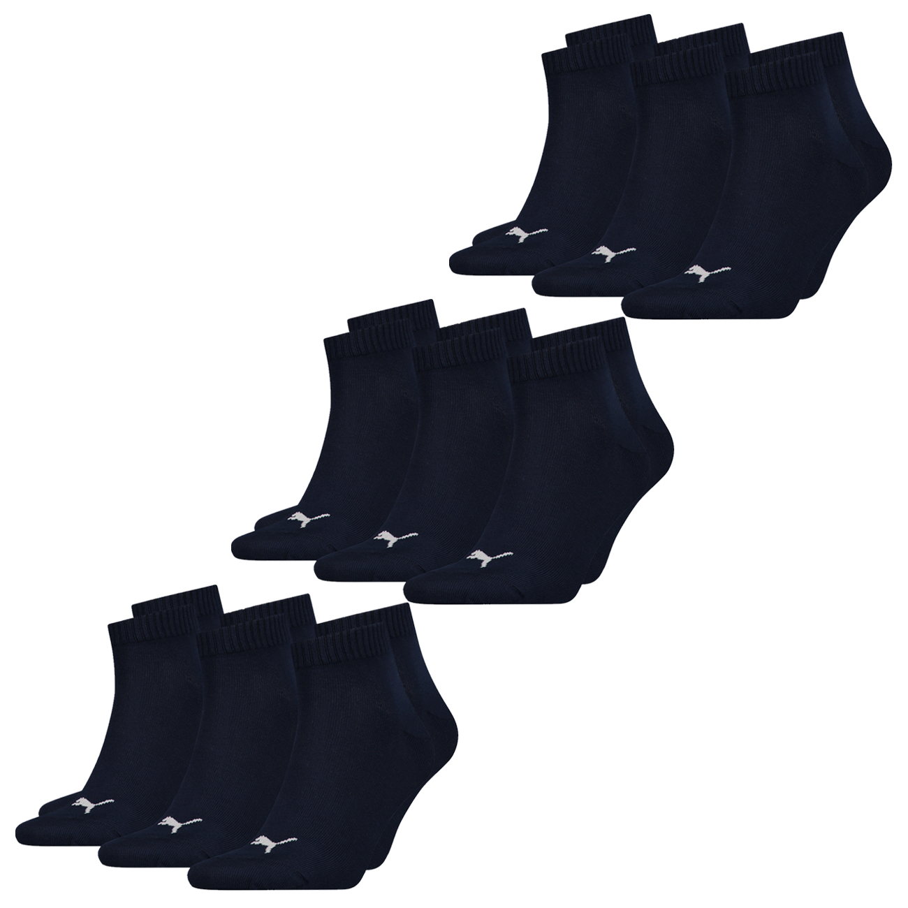 Puma Unisex Herren Damen Quarter Socken PLAIN - 6er 9er 12er Multipack