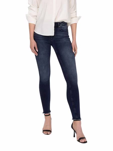 Only Damen Jeans ONLBLUSH LIFE MID SK ANK RAW REA409 - Skinny Fit - Blau -Blue Black Only Damen Jeans ONLBLUSH LIFE MID SK ANK RAW REA409 - Skinny Fit - Blau -Blue Black