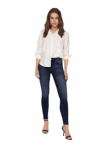 Only Damen Jeans ONLBLUSH LIFE MID SK ANK RAW REA409 - Skinny Fit - Blau -Blue Black Only Damen Jeans ONLBLUSH LIFE MID SK ANK RAW REA409 - Skinny Fit - Blau -Blue Black