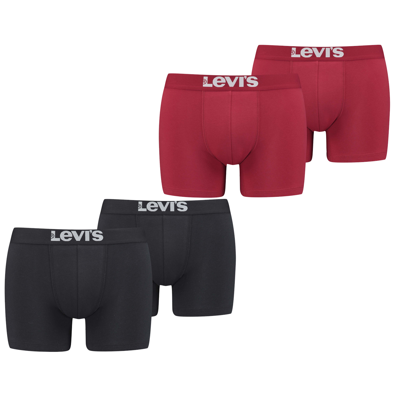 Levis Herren Boxershort Men Solid Basic Boxer Rot Weiss Blau Grau Schwarz - 4er 6er 8er Multipack