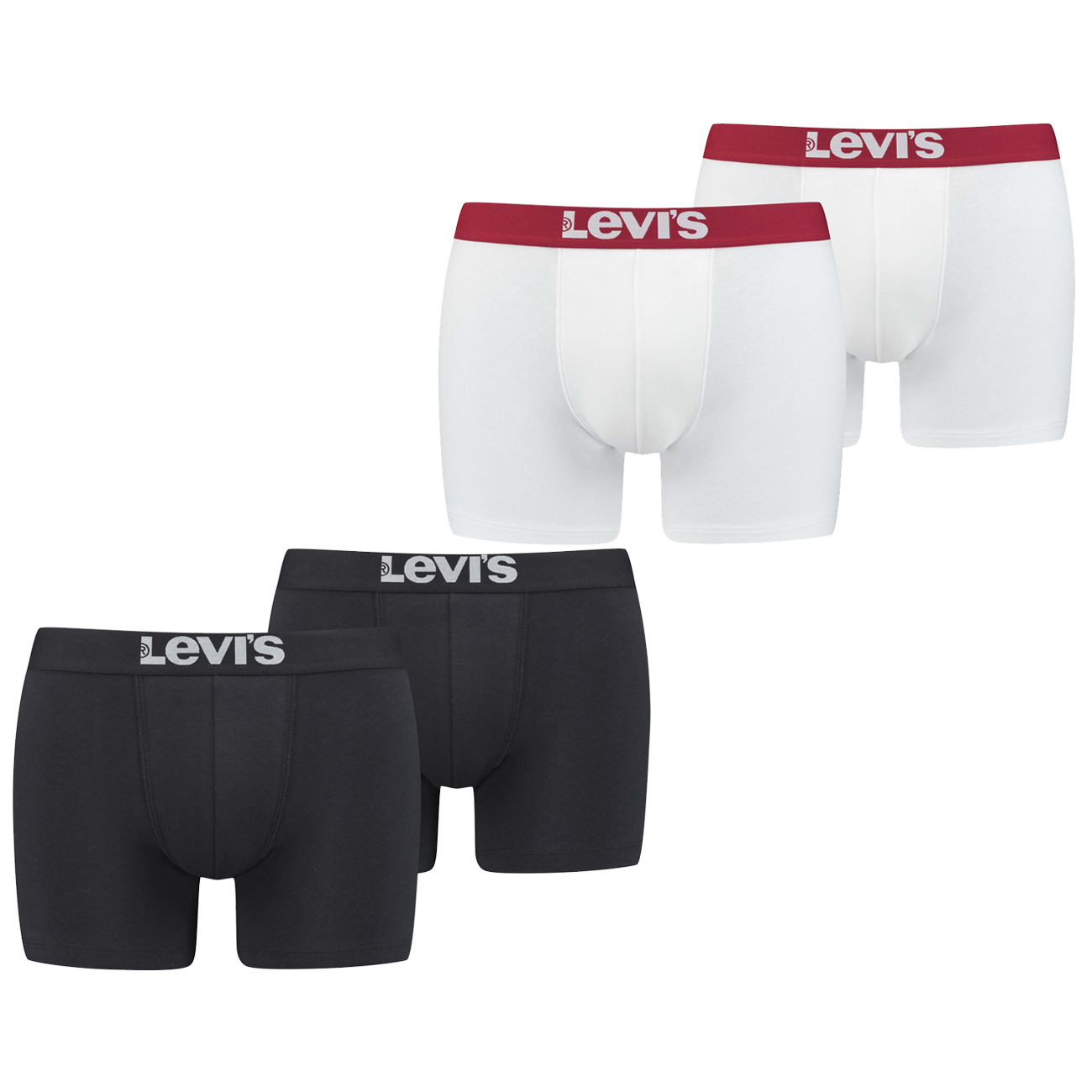 Levis Herren Boxershort Men Solid Basic Boxer Rot Weiss Blau Grau Schwarz - 4er 6er 8er Multipack