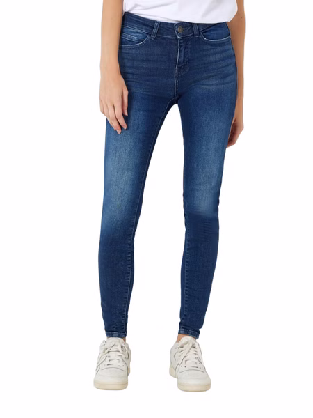 Noisy May Damen Jeans NMLUCY NW AZ115DB BG - Skinny Fit - Blau - Dark Blue Denim Noisy May Damen Jeans NMLUCY NW AZ115DB BG - Skinny Fit - Blau - Dark Blue Denim