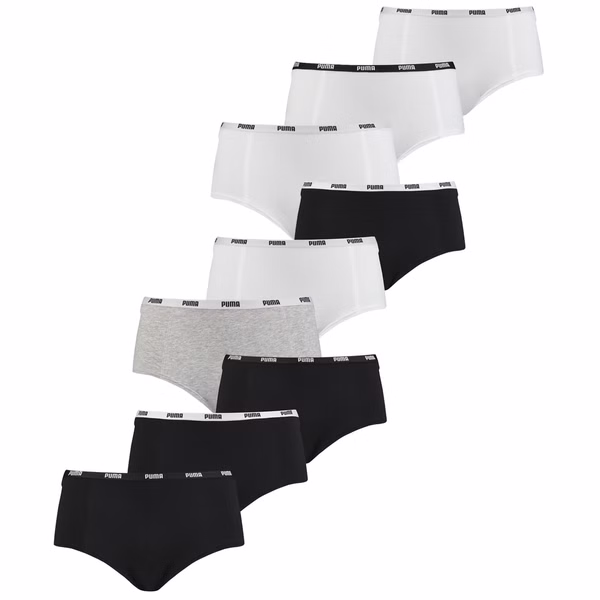 Puma Damen Mini Short Sport Lifestyle XS S M L XL Grau Schwarz Weiß 95% Baumwolle Slip 6er 9er 12er Puma Damen Mini Short Sport Lifestyle XS S M L XL Grau Schwarz Weiß 95% Baumwolle Slip 6er 9er 12er