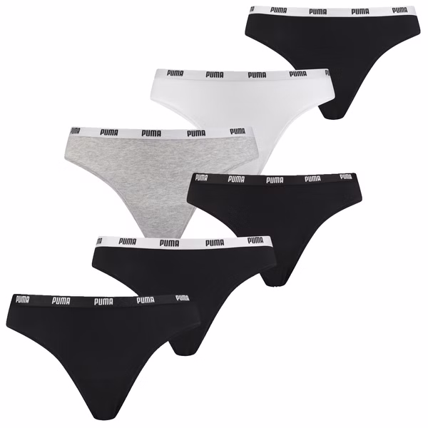 Puma Damen String Sport Lifestyle XS S M L XL Grau Schwarz 95% Baumwolle Slip 6er 9er 12er Pack Puma Damen String Sport Lifestyle XS S M L XL Grau Schwarz 95% Baumwolle Slip 6er 9er 12er Pack