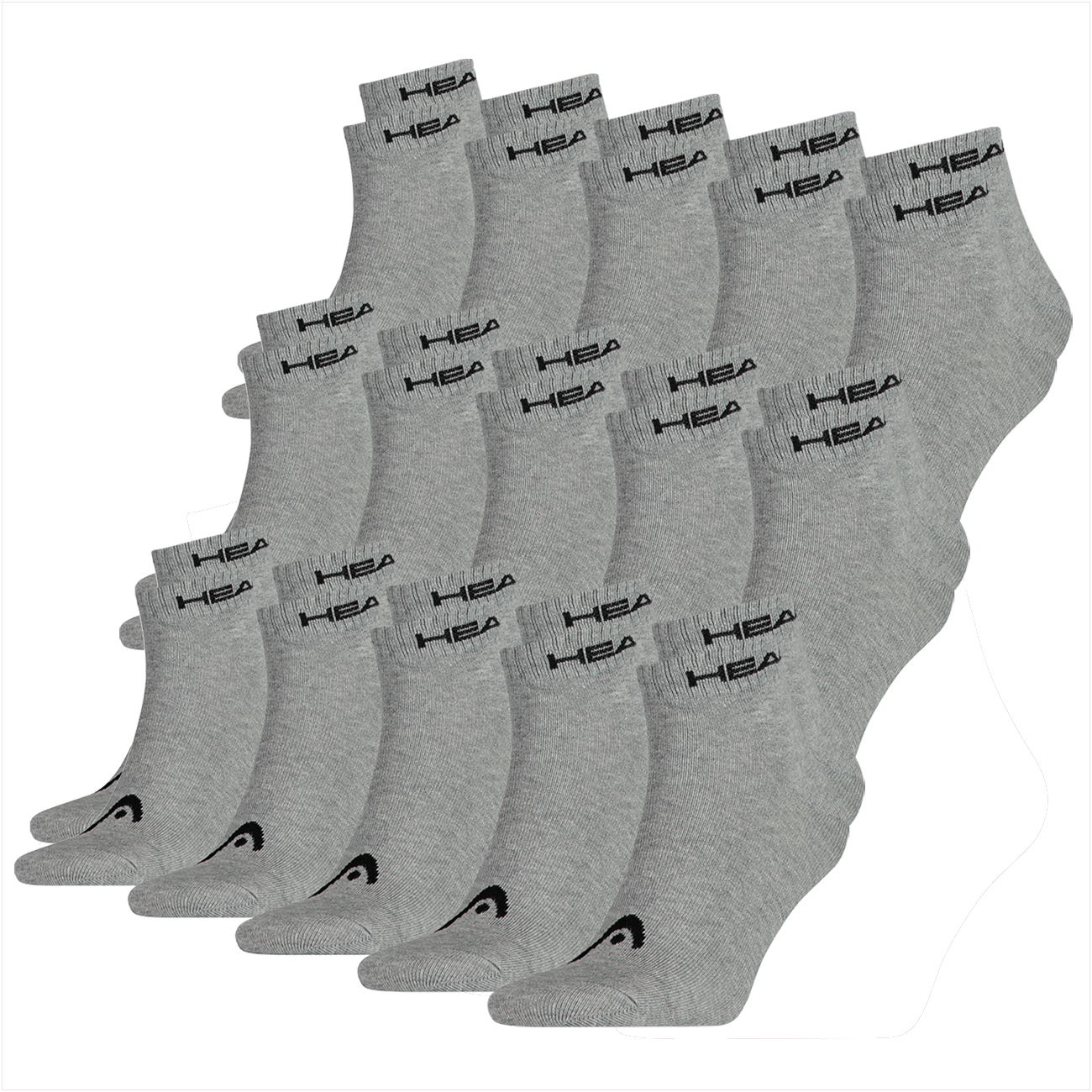 HEAD Unisex Quarter Sportsocken 35-38 39-42 43-46 - 5er 10er 15er Multipack