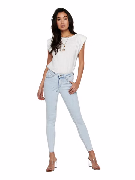 Only Damen Jeans ONLBLUSH LIFE MID SK RAW AK REA298  - Skinny Fit - Blau Light Blue Only Damen Jeans ONLBLUSH LIFE MID SK RAW AK REA298  - Skinny Fit - Blau Light Blue