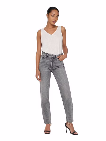 Only Damen Jeans ONLEMILY LIFE HW ST RW CP AK NAS027 - Straight Fit - Grau -  Grey Denim Only Damen Jeans ONLEMILY LIFE HW ST RW CP AK NAS027 - Straight Fit - Grau -  Grey Denim