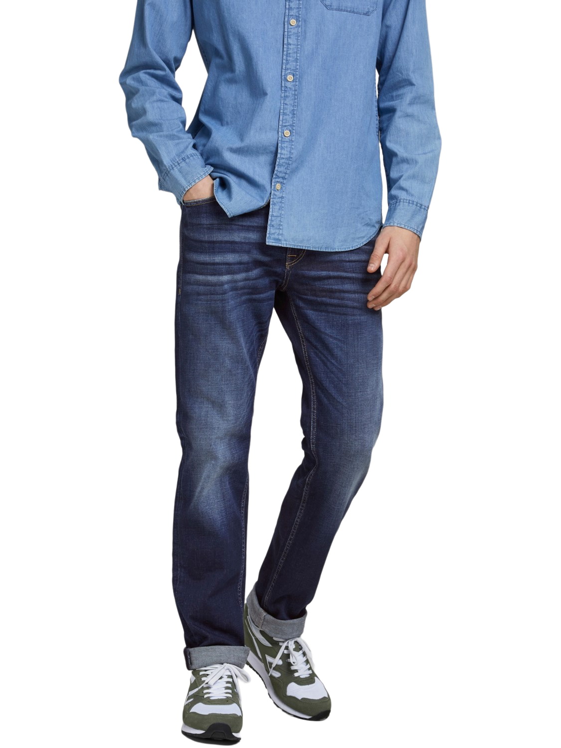 Jack & Jones Herren Jeans JJICLARK JJORIGINAL JOS 278 - Regular Fit - Blau - Blue Denim