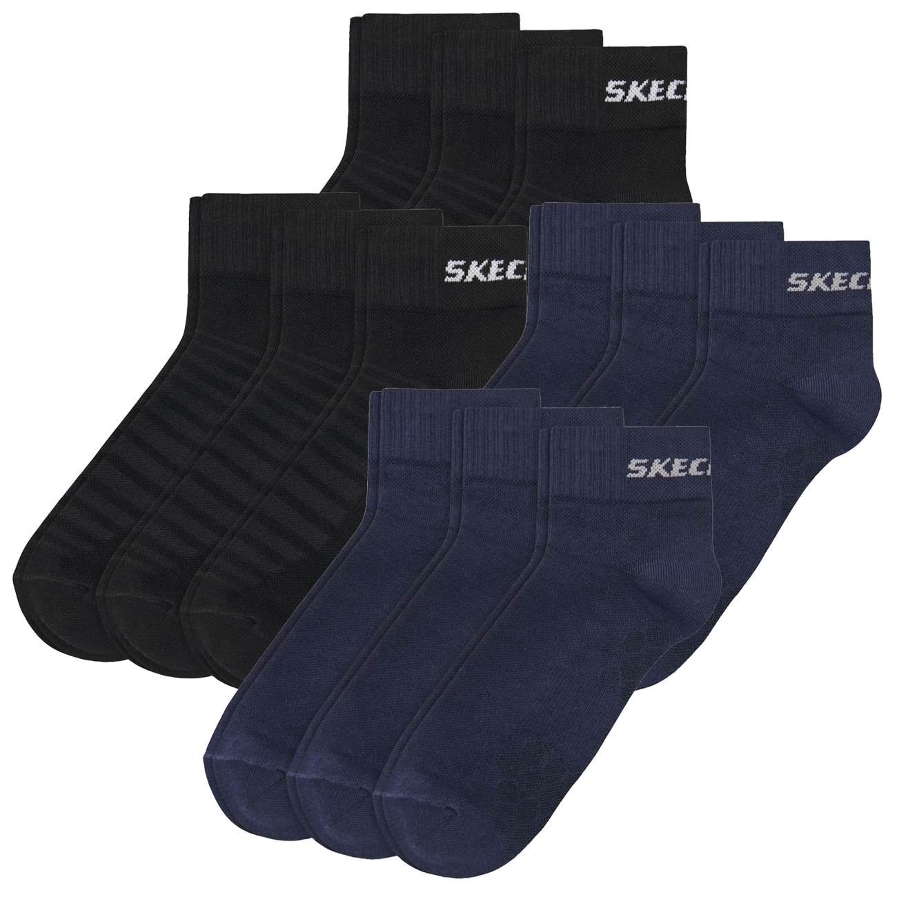 Skechers Unisex Quarter Socken Mesh Ventilation - 6er 9er 12er Multipack