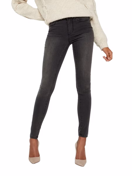 Vero Moda Damen Jeans VMTANYA MR S PIPING JEANS VI207 - Skinny Fit - Grau - Dark Grey Denim Vero Moda Damen Jeans VMTANYA MR S PIPING JEANS VI207 - Skinny Fit - Grau - Dark Grey Denim