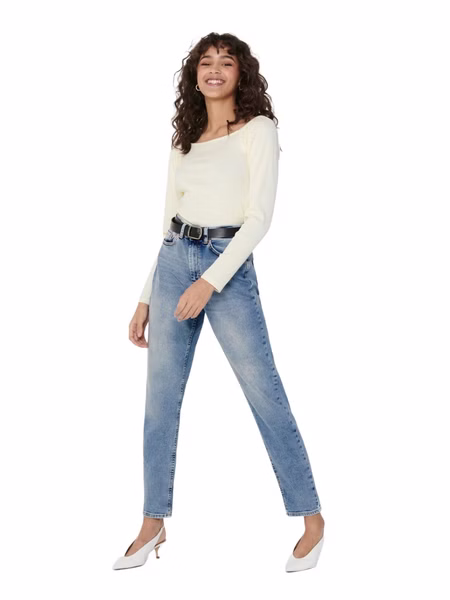 Only Damen Jeans ONLVENEDA LIFE MOM JEANS REA7452 - Straight Fit - Blau -  Light Blue Denim Only Damen Jeans ONLVENEDA LIFE MOM JEANS REA7452 - Straight Fit - Blau -  Light Blue Denim