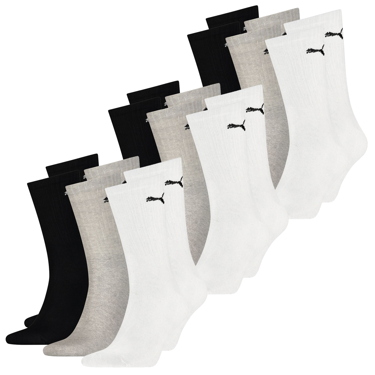 Puma Unisex Herren Damen Socken SPORT CREW LIGHTWEIGHT - 6er 9er 12er Multipack