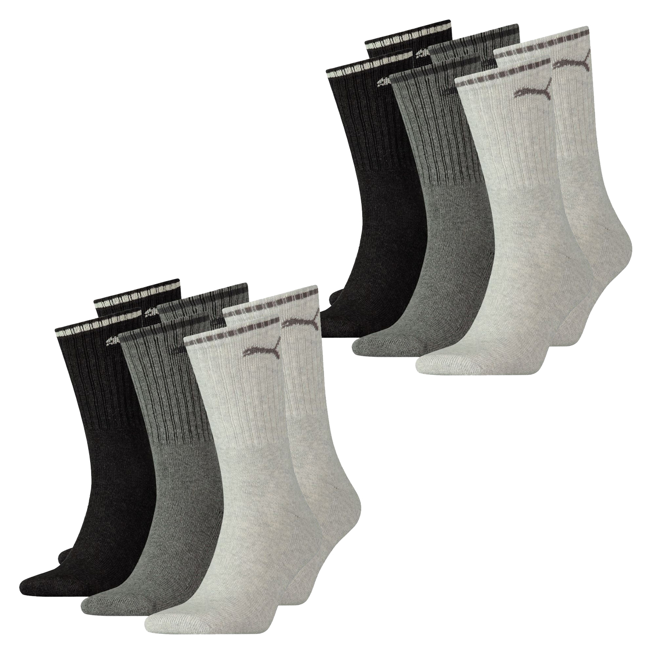 Puma Unisex Herren Damen Socken PUMA SPORT CREW STRIPE - 6er 9er 12er Multipack