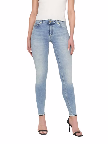 Only Damen Jeans ONLBLUSH LIFE MID SK RAW AK REA306  - Skinny Fit - Blau Light Blue Only Damen Jeans ONLBLUSH LIFE MID SK RAW AK REA306  - Skinny Fit - Blau Light Blue