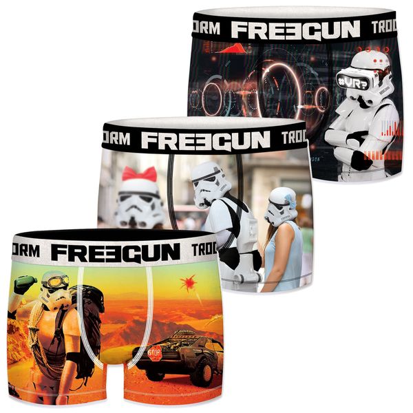FREEGUN Boxer Uomo Star Wars - Stormtrooper Divertente, Microfibra Morbida, Taglie S-XXL (Pacco Da 1, Motivo 2)