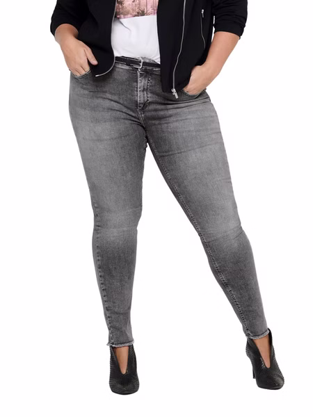 Carmakoma by Only Damen Jeans CARWILLY LIFE REG SK ANK - Skinny Fit - Grau - Grey Denim - Plus Size Carmakoma by Only Damen Jeans CARWILLY LIFE REG SK ANK - Skinny Fit - Grau - Grey Denim - Plus Size