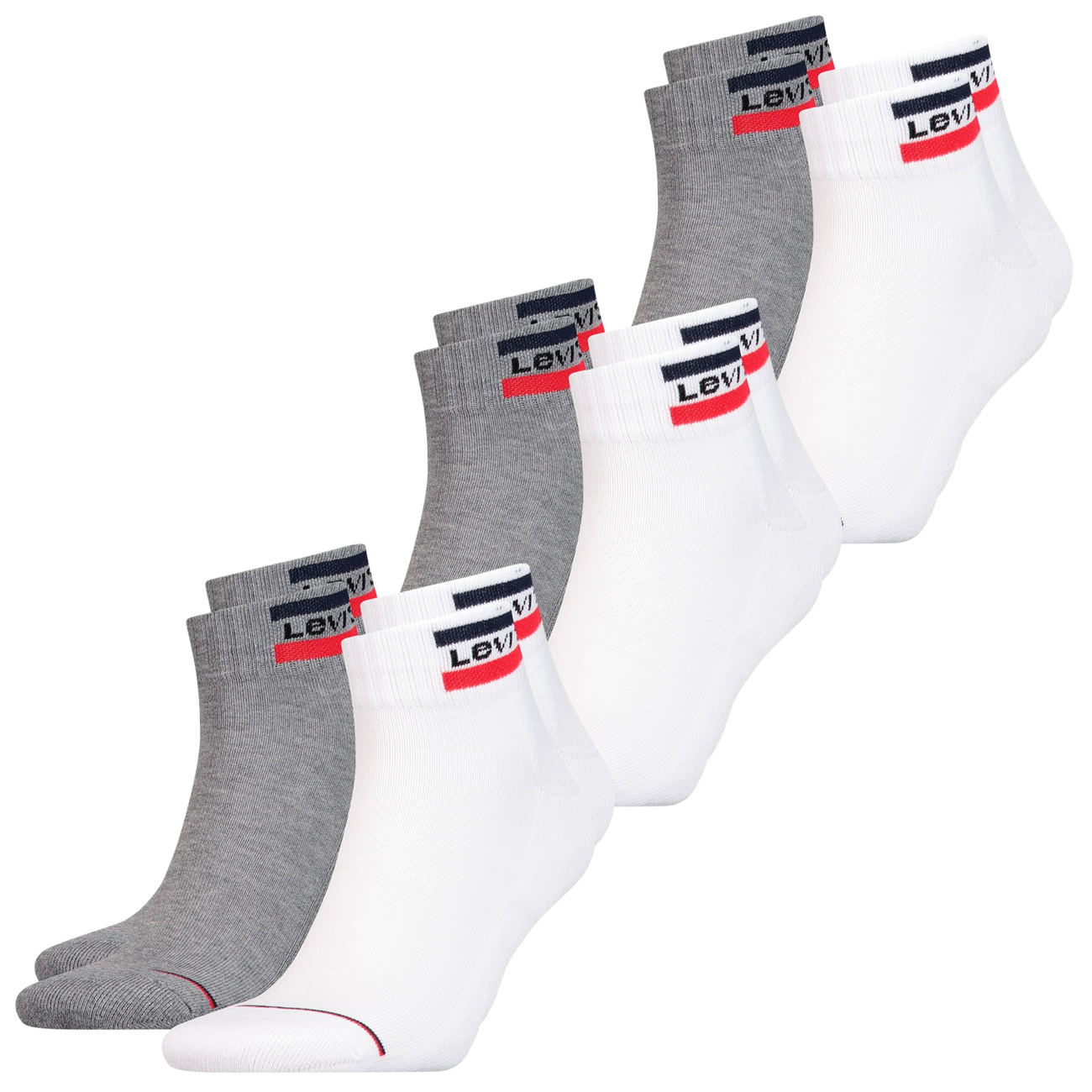 Levis Unisex Quarter Sportsocken Mid Cut Sportswear Logo 4er 6er 8er Multipack