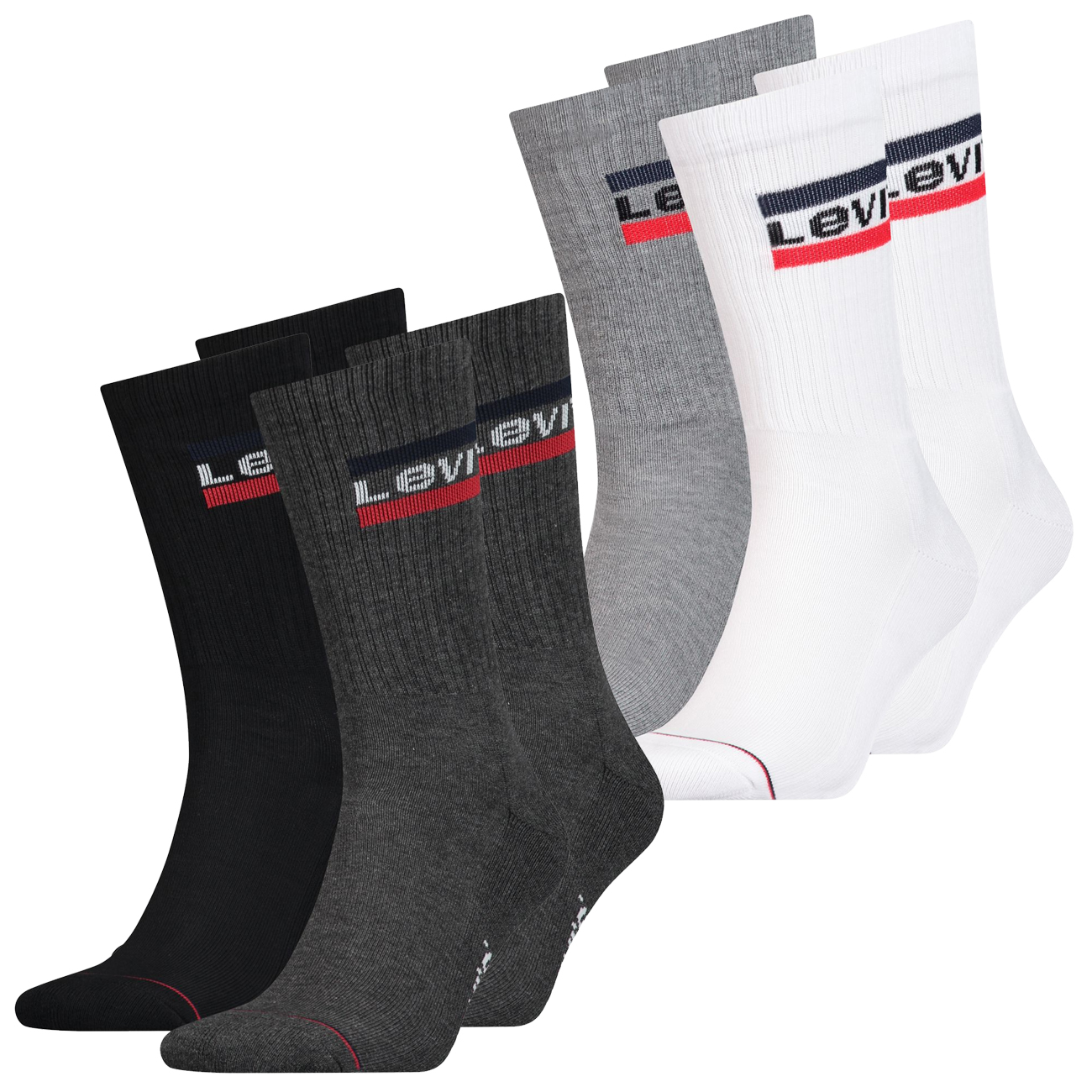 Levis Unisex Sportsocken Regular Cut Sportswear Logo 4er 6er 8er Multipack