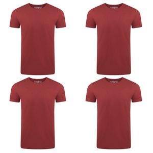 riverso Herren Basic T-Shirt RIVAaron Regular Fit 4er PackRot