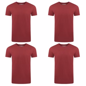 riverso Herren Basic T-Shirt RIVAaron Regular Fit 4er PackRot