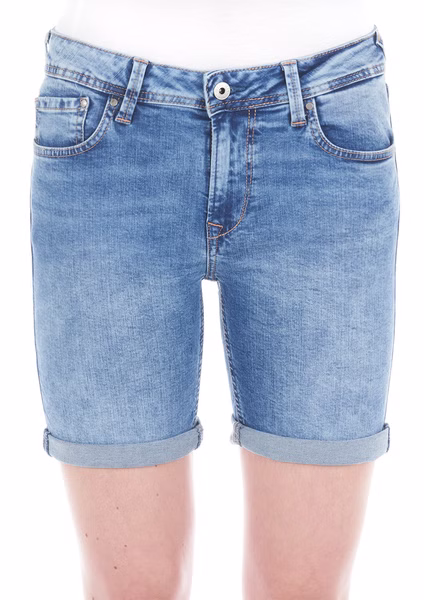 Pepe Jeans Damen Jeans Short Poppy Blau - Blue Denim Pepe Jeans Damen Jeans Short Poppy Blau - Blue Denim
