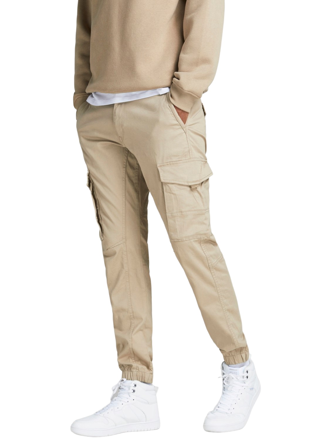 Jack & Jones Herren Cargohose JJIPAUL JJFLAKE AKM 542 CROCKERY-Tapered Fit - Beige