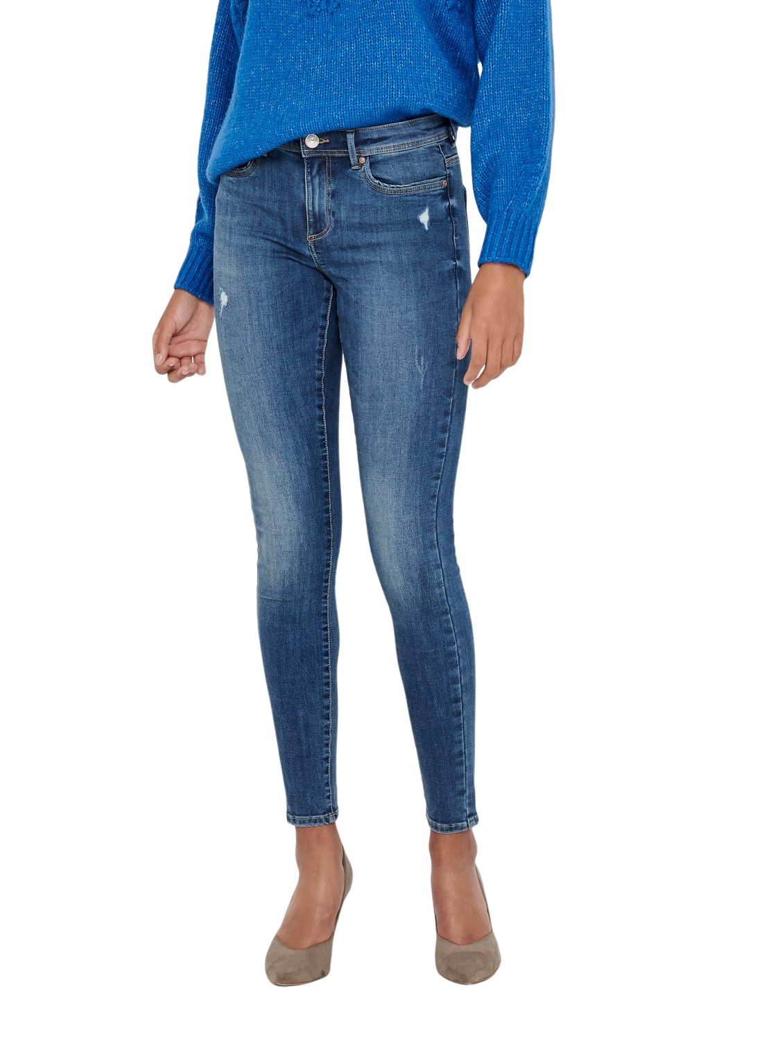 Only Damen Jeans ONLWAUW LIFE BJ114 Skinny Fit - Blau - Dark Blue Denim