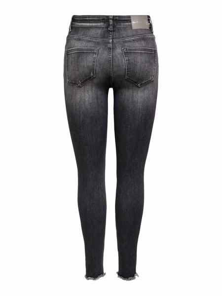Only Damen Jeans ONLBLUSH LIFE MID SK RAW AK RW REA787 - Skinny Fit - Schwarz Black Denim Only Damen Jeans ONLBLUSH LIFE MID SK RAW AK RW REA787 - Skinny Fit - Schwarz Black Denim