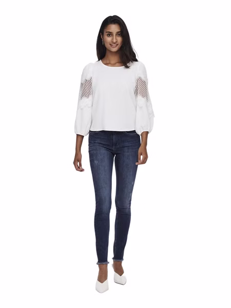 Only Damen Jeans ONLBLUSH LIFE MID SK ANK RAW REA811 - Skinny Fit - Blau - Dark Blue Denim Only Damen Jeans ONLBLUSH LIFE MID SK ANK RAW REA811 - Skinny Fit - Blau - Dark Blue Denim