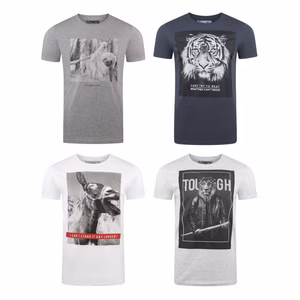 riverso Herren Rundhals T-Shirt RIVCharly Regular Fit 4er PackMehrfarbig