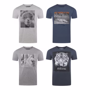 riverso Herren Rundhals T-Shirt RIVCharly Regular Fit 4er PackMehrfarbig