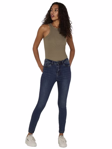 Noisy May Damen Jeans  NMAGNES HW ANK JEANS VI124MB Skinny Fit Blau - Medium Blue Denim Noisy May Damen Jeans  NMAGNES HW ANK JEANS VI124MB Skinny Fit Blau - Medium Blue Denim
