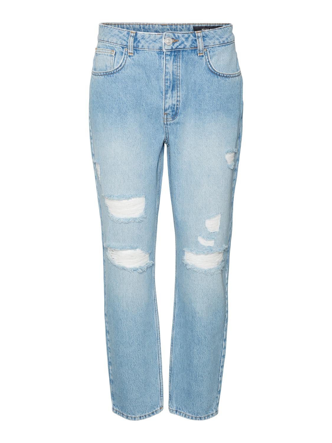 Noisy May Damen Jeans NMISABEL HW MOM DEST JEANS KI081LB - Straight Fit - Blau - Light Blue Denim