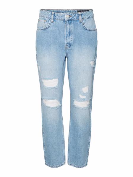 Noisy May Damen Jeans NMISABEL HW MOM DEST JEANS KI081LB -  Straight Fit - Blau - Light Blue Denim Noisy May Damen Jeans NMISABEL HW MOM DEST JEANS KI081LB -  Straight Fit - Blau - Light Blue Denim