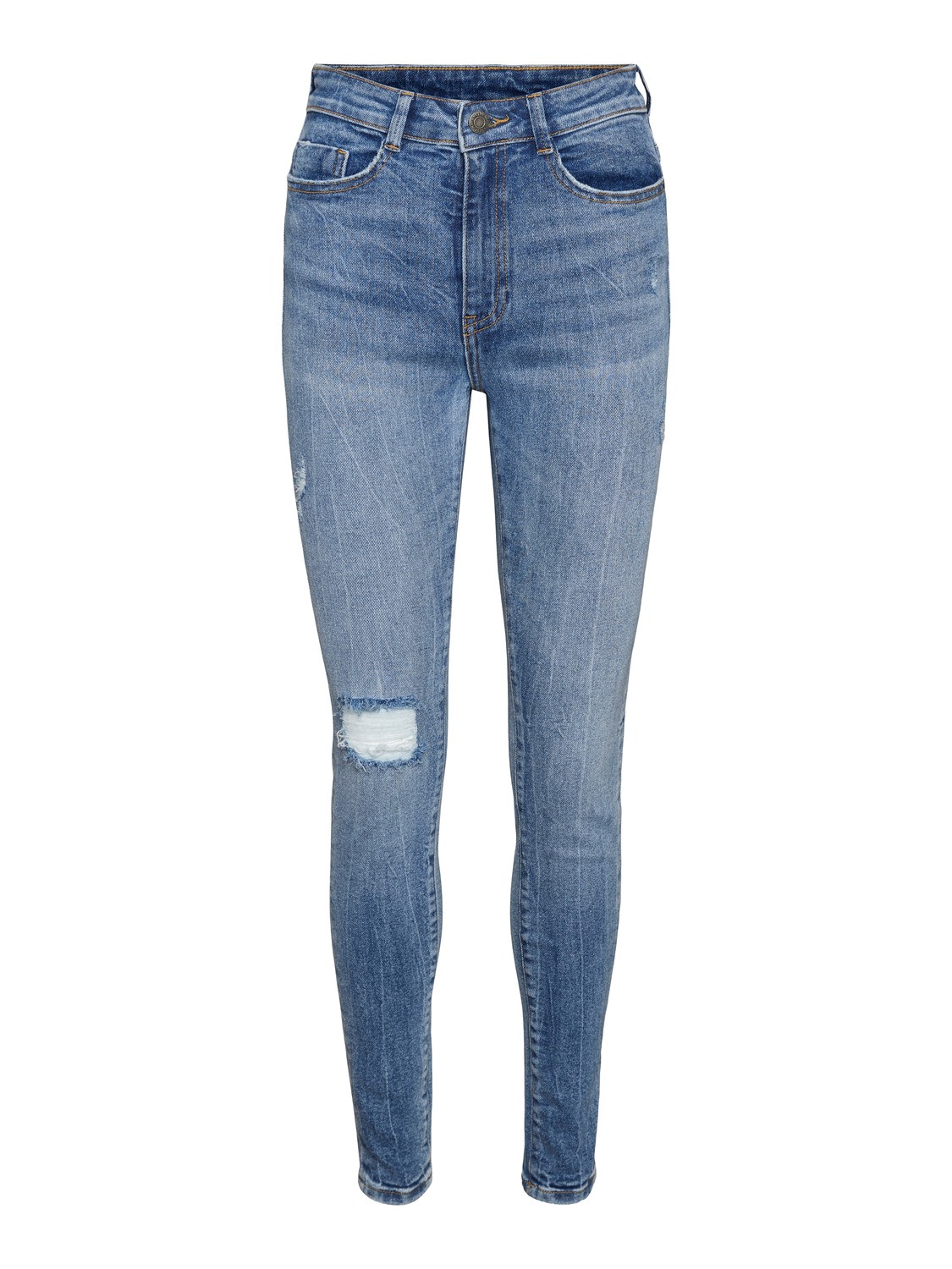 Noisy May Damen Jeans NMCALLIE HW SKNNY DES AZ190MB Skinny Fit Blau - Medium Blue Denim