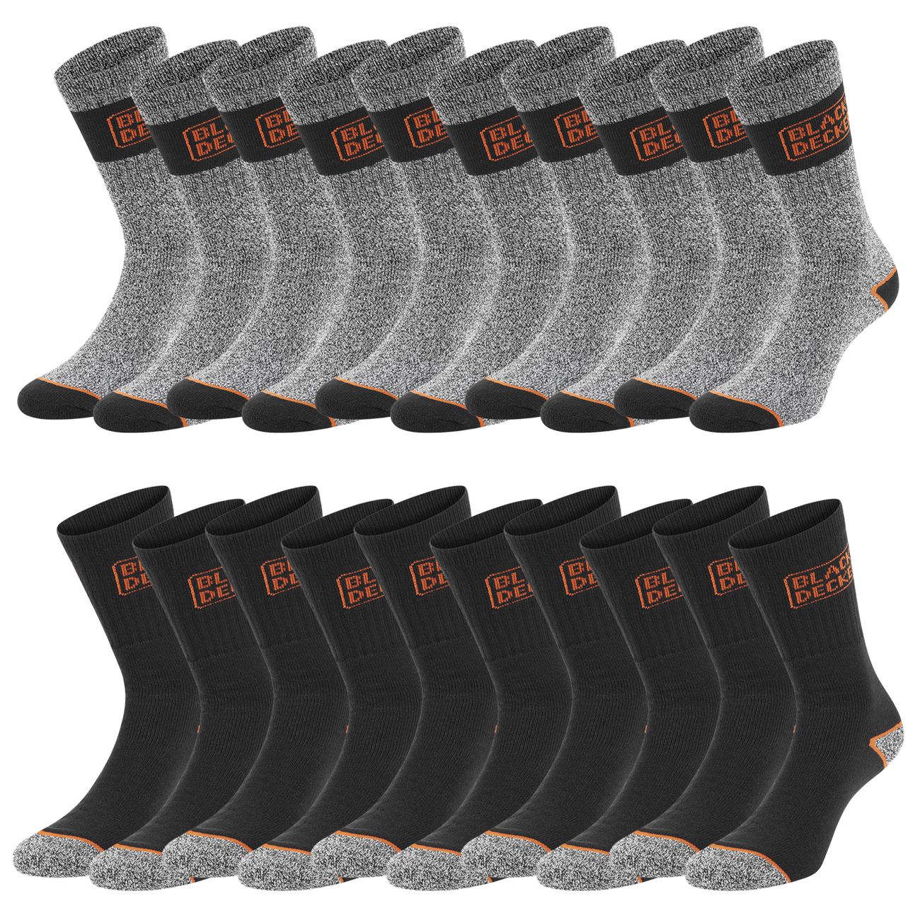 Black+Decker Crew Work Socks Unisex Herren Damen Arbeitssocken 10er Pack