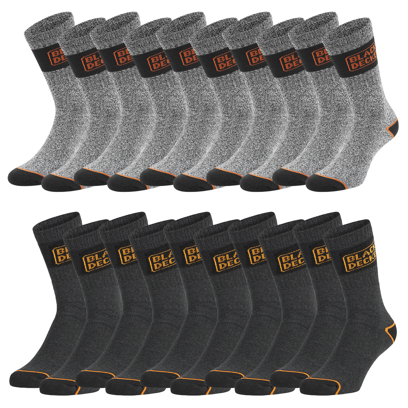 Black+Decker Crew Work Socks Unisex Herren Damen Arbeitssocken 10er Pack