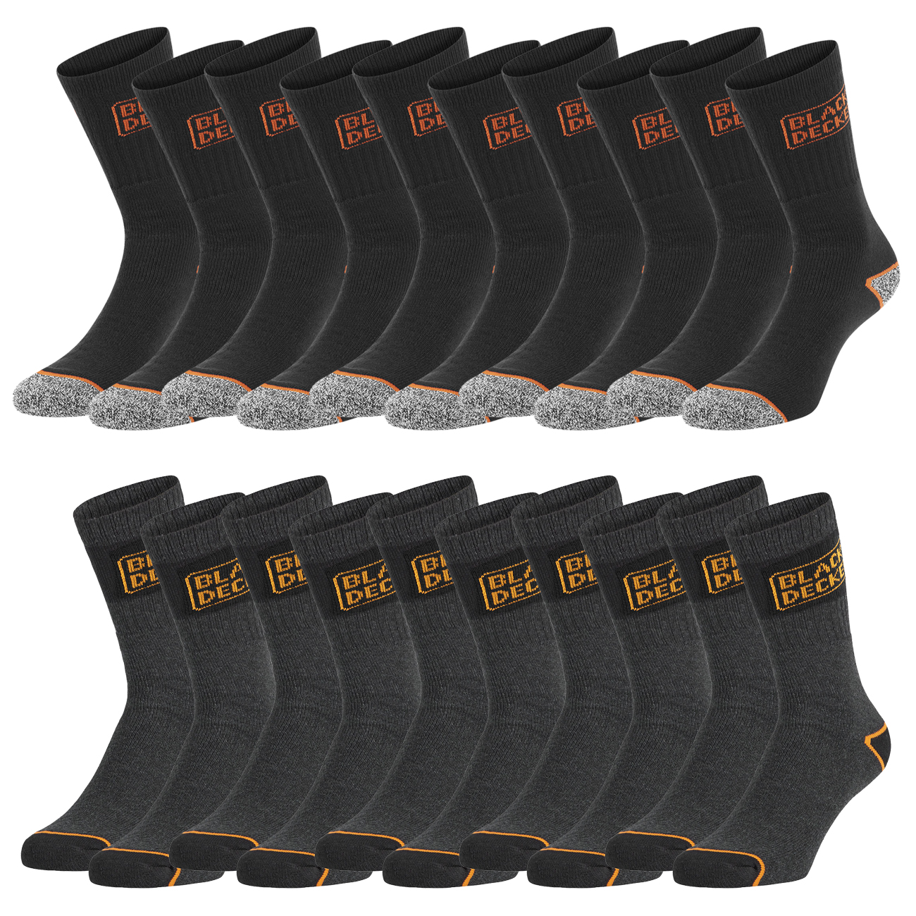 Black+Decker Crew Work Socks Unisex Herren Damen Arbeitssocken 10er Pack