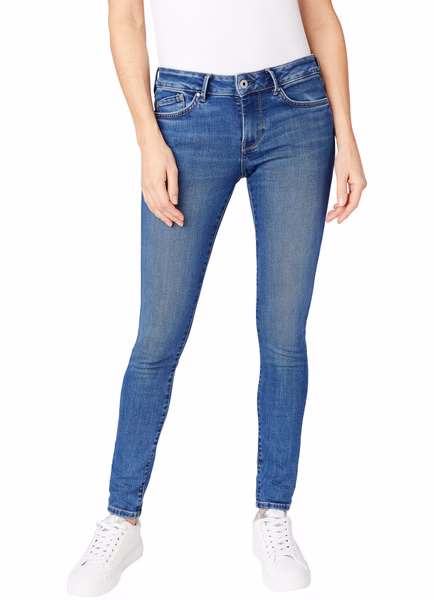 Pepe Jeans Damen Jeans Regent - Skinny Fit - Blau - Medium Dark Wiser Pepe Jeans Damen Jeans Regent - Skinny Fit - Blau - Medium Dark Wiser