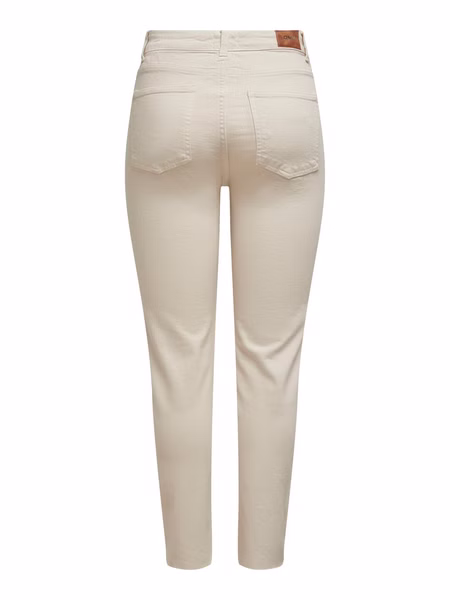 Only Damen Jeans ONLEMILY LIFE HW ST RAW CRPANK - Straight Fit - Beige - Ecru Only Damen Jeans ONLEMILY LIFE HW ST RAW CRPANK - Straight Fit - Beige - Ecru