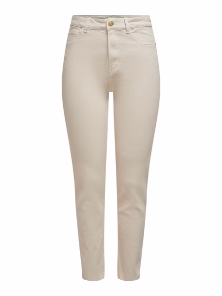 Only Damen Jeans ONLEMILY LIFE HW ST RAW CRPANK - Straight Fit - Beige - Ecru Only Damen Jeans ONLEMILY LIFE HW ST RAW CRPANK - Straight Fit - Beige - Ecru