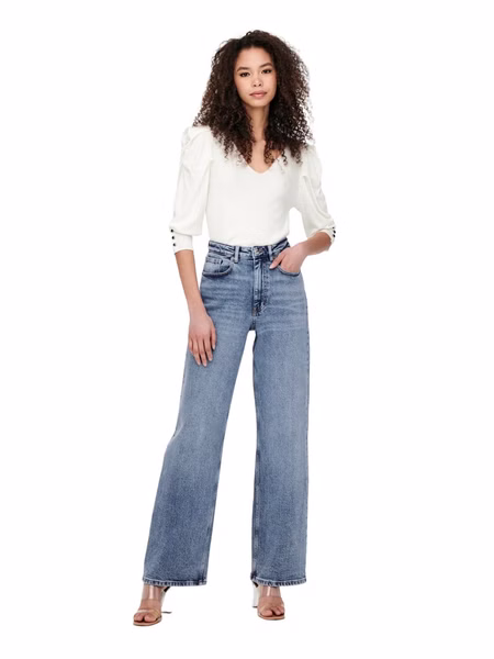 Only Damen Jeans ONLJUICY LIFE HW WIDE LEG NAS365 - Comfort Fit - Blau - Medium Blue Denim Only Damen Jeans ONLJUICY LIFE HW WIDE LEG NAS365 - Comfort Fit - Blau - Medium Blue Denim