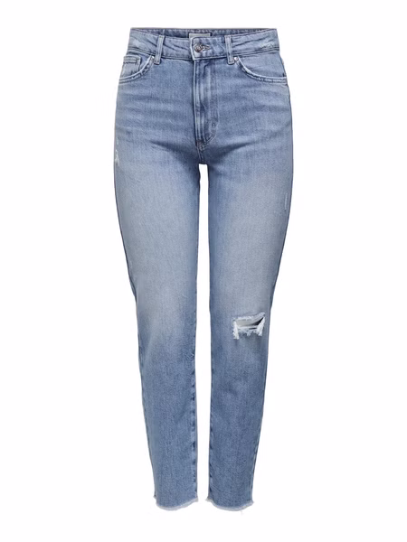 Only Damen Jeans ONLEMILY LIFE HW ST CR AK DT DOT308 - Straight Fit - Blau - Light Medium Blue Denim Only Damen Jeans ONLEMILY LIFE HW ST CR AK DT DOT308 - Straight Fit - Blau - Light Medium Blue Denim