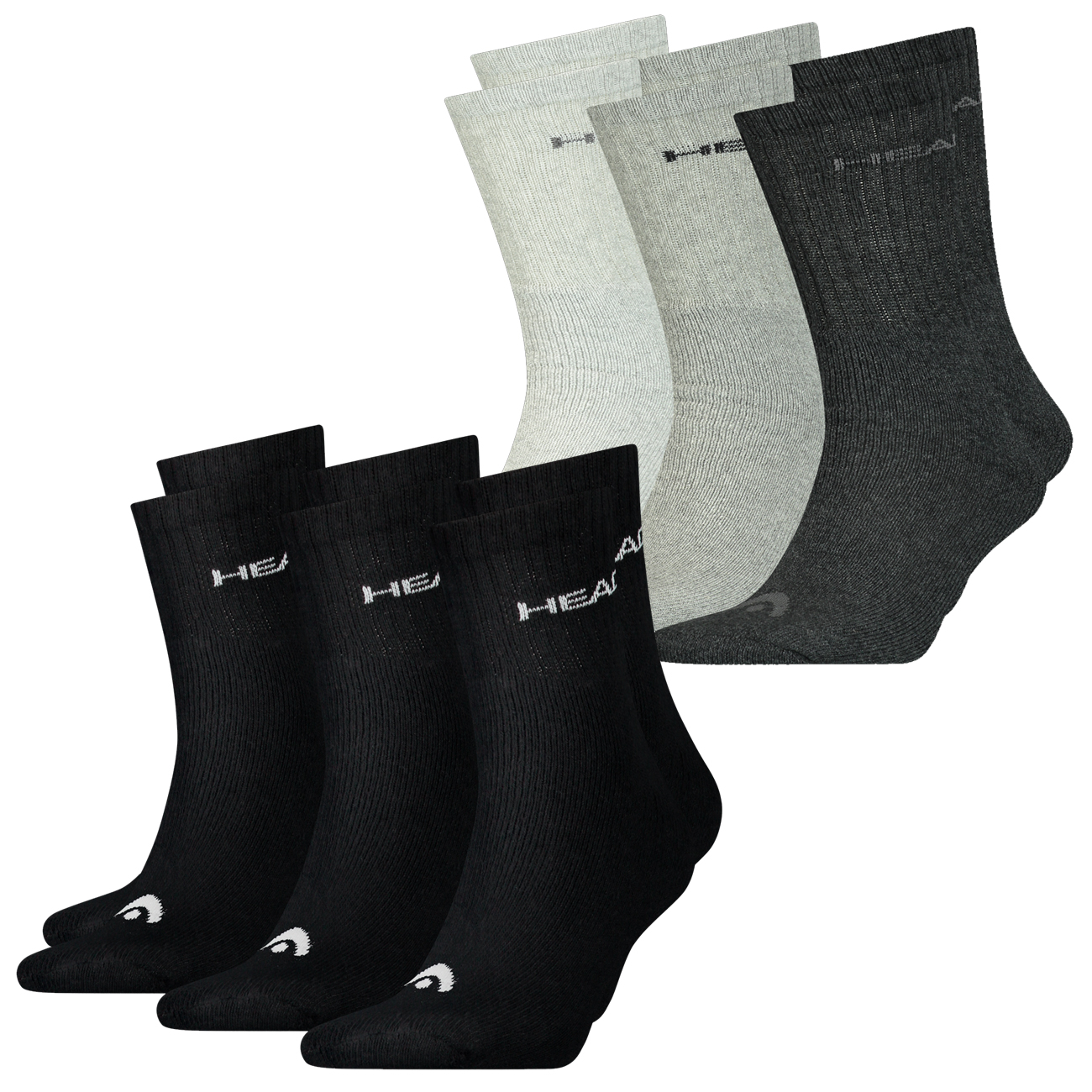 HEAD Unisex Sportsocken Crew 6er 9er 12er Multipack